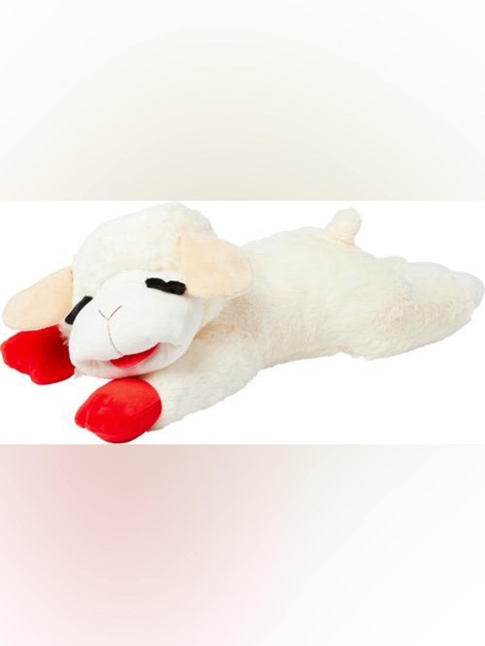 Plush White Lamb Stuffed Animal with Red Tongue